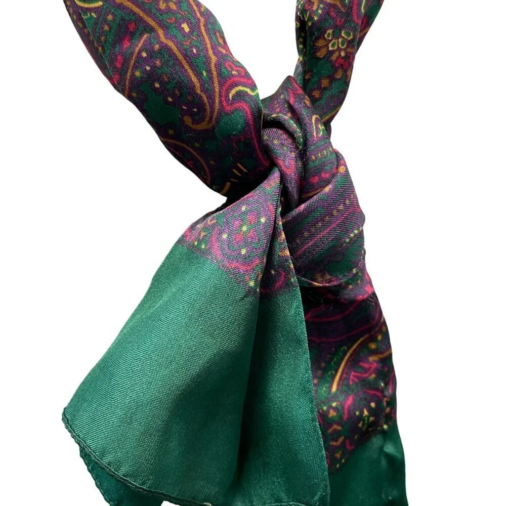 Paisley Print Scarf With‎ Green and Fuschia Accent